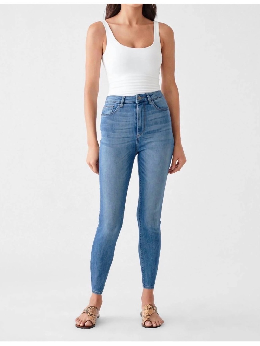 DL1961 Mid-Rise Light Blue Ankle Skinny Jeans